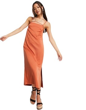 Topshop satynowa sukienka na ramiączkach defekt 36
