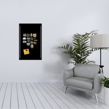 TABLICA NA MAGNESY Metalowa na Ścianę Loft Przykręcana Czarna z paskami