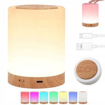 BEZPRZEWODOWA LAMPKA NOCNA AKUMULATOROWA DLA DZIECI 10 KOLORY DOTYKOWA RGB