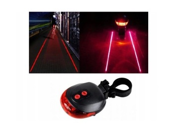 LAMPKA ROWEROWA TYLNA 5 LED TYŁ Z LASEREM 5 TRYBÓW