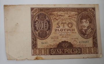Старая коллекционная банкнота Польша 100 злотых 1934 года.