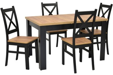 4 krzesła Krzyżak + Stół rozkładany 80x120/160