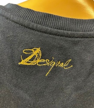 DESIGUAL granatowy sweter z geometrycznym wzorem XXL