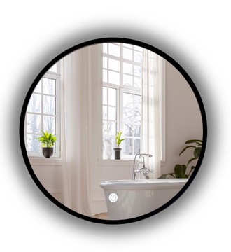 БОЛЬШОЕ ЗЕРКАЛО С ПОДСВЕТКОЙ В РАМКЕ ДЛЯ ВАННОЙ, ЧЕРНОЕ