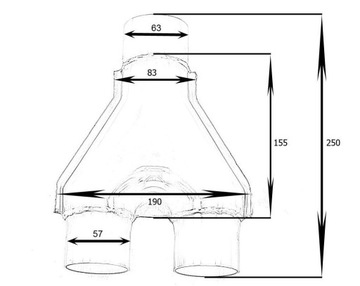 ТРОЙНИК ВЫХЛОПНОЙ ТРУБЫ Y 57 - 63 мм BM SPORT