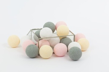 Zestaw lampek Cotton Balls White Pastel 20 kul