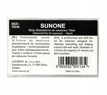 Набор из 10 алмазных фрез Sunone для гибридной кутикулы