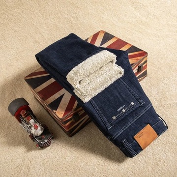 Men's New Denim Jeans Thickened Autumn Winter Pant