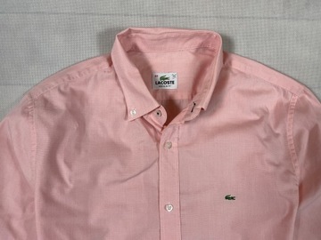 Lacoste Koszula Męska Slim Fit Różowa Unikat Logo Klasyk L