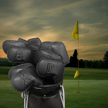 10 шт. в упаковке, железные головные уборы для гольфа с вышитым номером, аксессуары для гольфа, черный цвет