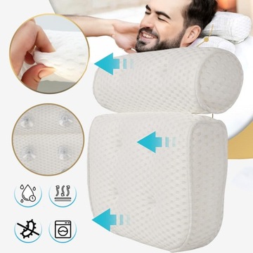 ERGONOMICZNA PODUSZKA DO WANNY Z ZAGŁÓWKIEM, PODUSZKI KĄPIELOWE 4D DO WANNY