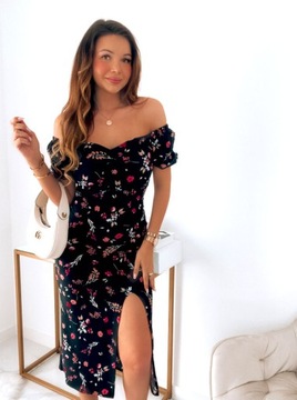 ЖЕНСТВЕННОЕ ВОЗДУШНОЕ ПЛАТЬЕ МИДИ, ВЫРЕЗНЫЕ ЦВЕТЫ