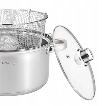 Кастрюля 5,5л + КОРЗИНА ДЛЯ ЖАРКИ КАРТОФЕЛЯ ФРИ И МЯСА РЫБЫ