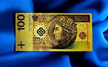 100 PLN WŁADYSŁAW II JAGIEŁŁO Красивая уникальная позолоченная банкнота из ПВХ
