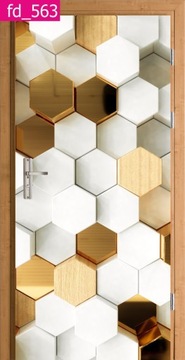 NOWOCZESNA FOTOTAPETA 3D NA DRZWI ZŁOTE HEKSAGONY