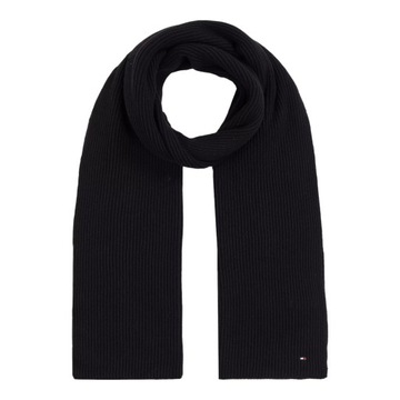 TOMMY HILFIGER CIEPŁY SZAL SZALIK ESSENTIAL FLAG SCARF CZARNY