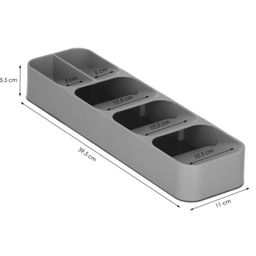 ЯЩИК ОРГАНАЙЗЕР КОНТЕЙНЕР ДЛЯ СТОЛОВЫХ ПРИБОРОВ Посуда СЕРАЯ ВСТАВКА КАПЕЛЬНИЦА