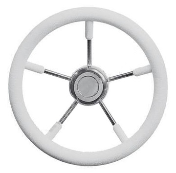 KIEROWNICA 350 MM, BIAŁA OBRĘCZ PVC, STALOWE RAMIĘ
