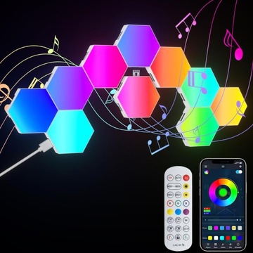 10 шт. RGB шестиугольные светодиодные настенные светильники с пультом дистанционного управления