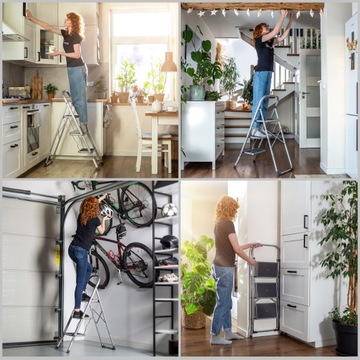 ЛЕСТНИЦА 3 ЛЕСТНИЦЫ 150кг СТУПЕНЬ БЫТОВАЯ СТАЛЬНАЯ СКЛАДНАЯ