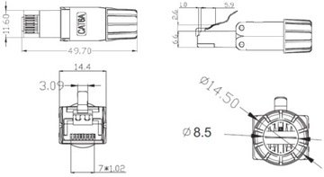 Разъем DIGITUS RJ45 FTP STP кат.6A кат.7 кат.7A нет