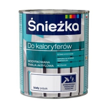 Śnieżka Farba do kaloryferów grzejników 0,75L nieżółknąca emalia Biała