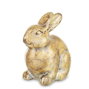 Figurka ZAJĄC 19,5cm, szaro-złoty figurka wielkanocna| WIELKANOC
