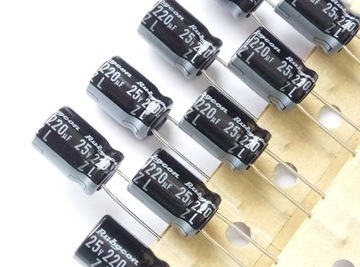 [10szt] 220uF 25V kondensator Rubycon ZL low imp.