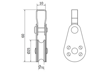 Тросовый шкив из нержавеющей стали А4 Ø25 мм.