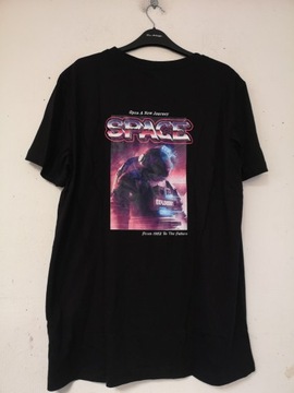 ROMWE czarny t-shirt z nadrukiem kosmosu L