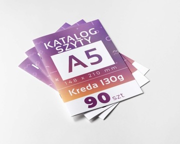 Katalog reklamowy A5 szyty 28 STRON Kreda 130g Broszura druk CMYK 90 szt