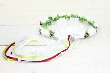 Венок для причастия, стиль бохо, бордовый, лук для причастия, причастие