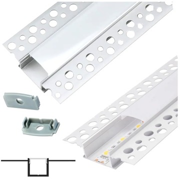 PROFIL Aluminiowy LED Anodowany Szeroki Płyt GK Regips XL 2m Do Taśmy 20mm