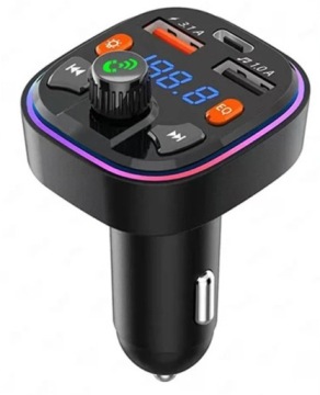 FM-ПЕРЕДАТЧИК BLUETOOTH 5.0 ЗАРЯДНОЕ УСТРОЙСТВО 20 Вт RGB QC 3.0 PD 2x USB USB-C