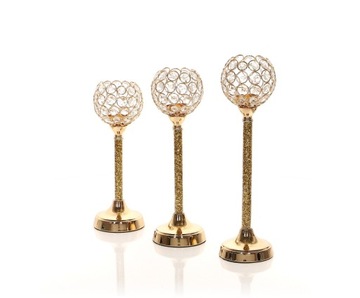 Подсвечник Glamour Lantern Chrome Gold кристалл