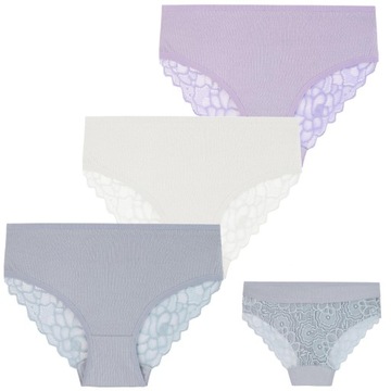 3x Figi Majtki Damskie Prążkowane Bikini Bawełniane Koronkowe MORAJ S