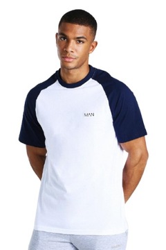 BOOHOOMAN- dwukolorowy T-shirt , raglanowy rękaw S