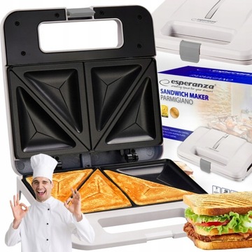 TOSTER OPIEKACZ DO KANAPEK TOSTÓW 1000W SANDWICH BIAŁY