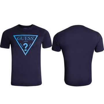 GUESS T-Shirt Reflective Logo M3GI44 K9RM1 Granatowy Slim Fit