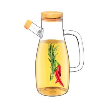 Butelka szklana na oliwę z pokrywką bambusową Wilmax 1000 ml