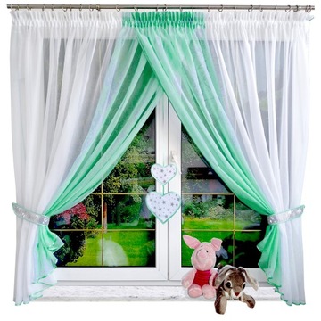 Firana dla dzieci z serduszkami 400x180 kolory