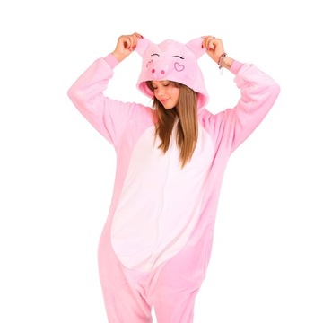 Piżama Onesie Kigurumi Kostium Przebranie Różowa Świnka S: 145 - 155cm