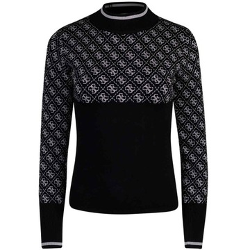 GUESS DAMSKI SWETER PÓŁGOLF LISE 4G LS SWEATER CZARNY r.XS