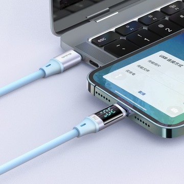 КАБЕЛЬ MCDODO С ДИСПЛЕЕМ USB-C LIGHTNING 36ВТ 2М ДЛЯ IPHONE 14 ФИОЛЕТОВЫЙ
