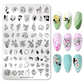 Duża Płytka do Stemplowania Paznokci KWIATKI LATO