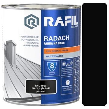 RADACH FARBA POLIWINYLOWO-AKRYLOWA NA DACH CZARNY RAL 9005 0,75L PÓŁMAT
