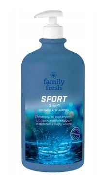FAMILY FRESH Sport Żel Pod Prysznic i Szampon 2w1 1000 ml Duży Wydajny 1L