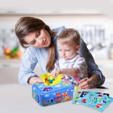 SORTER PUDEŁKO Z CHUSTECZKAMI ZWIERZĄTKA PLUSZOWE MONTESSORI SENSORYCZNE