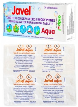 Tabletki do uzdatniania odkażania wody pitnej Javel Aqua 20 szt.