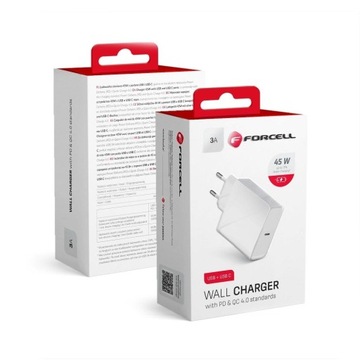 Зарядное устройство Forcell с разъемом USB-C Type C 3A 45W PD QC 4.0 Белый